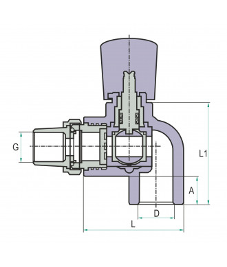 На фото Hi-Therm PP-R angle radiator valve